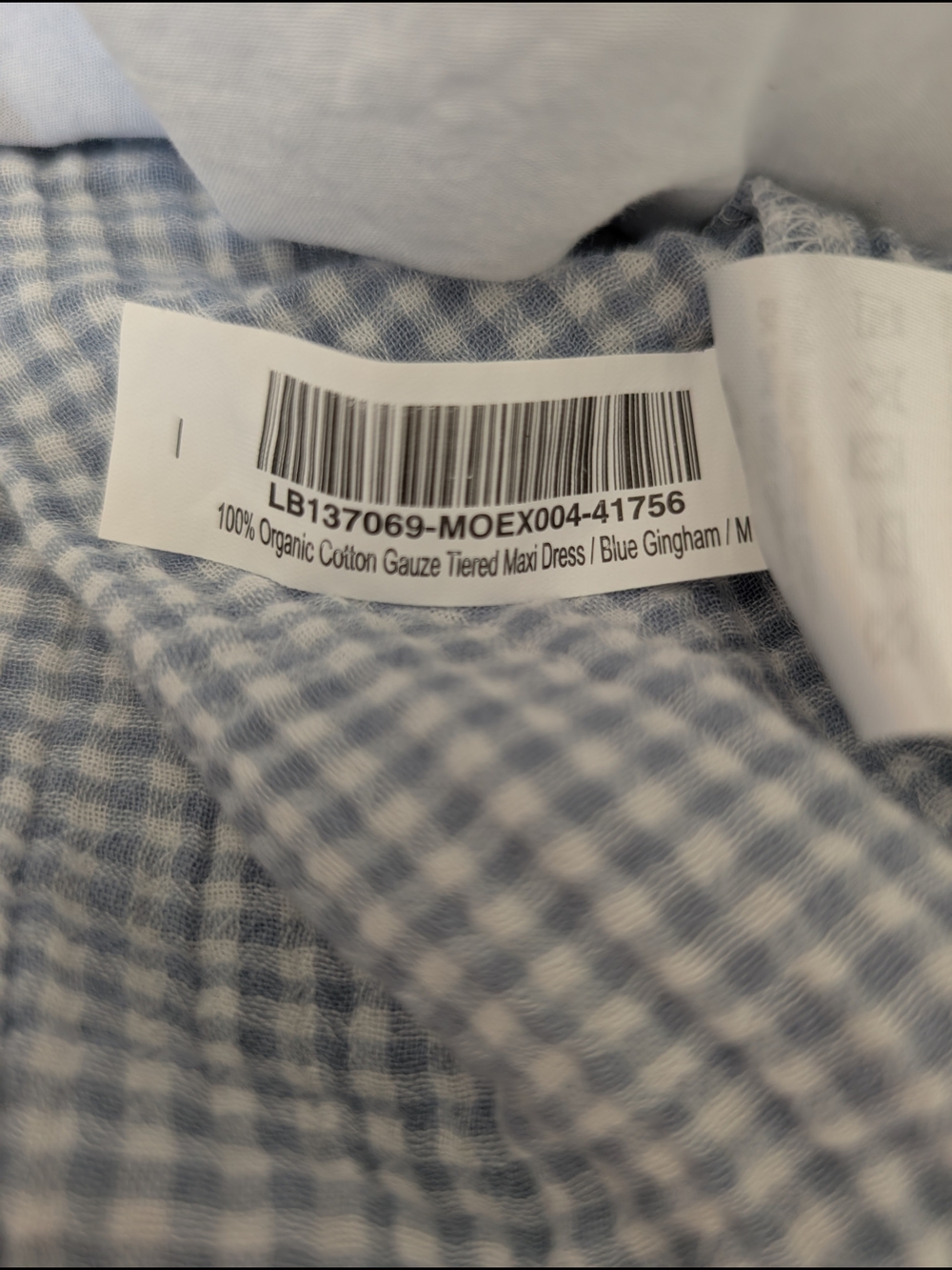 Quince Womens Medium 100% Organic Cotton Gauze Tiered Maxi Dress Blue Gingham - Picture 7 of 8